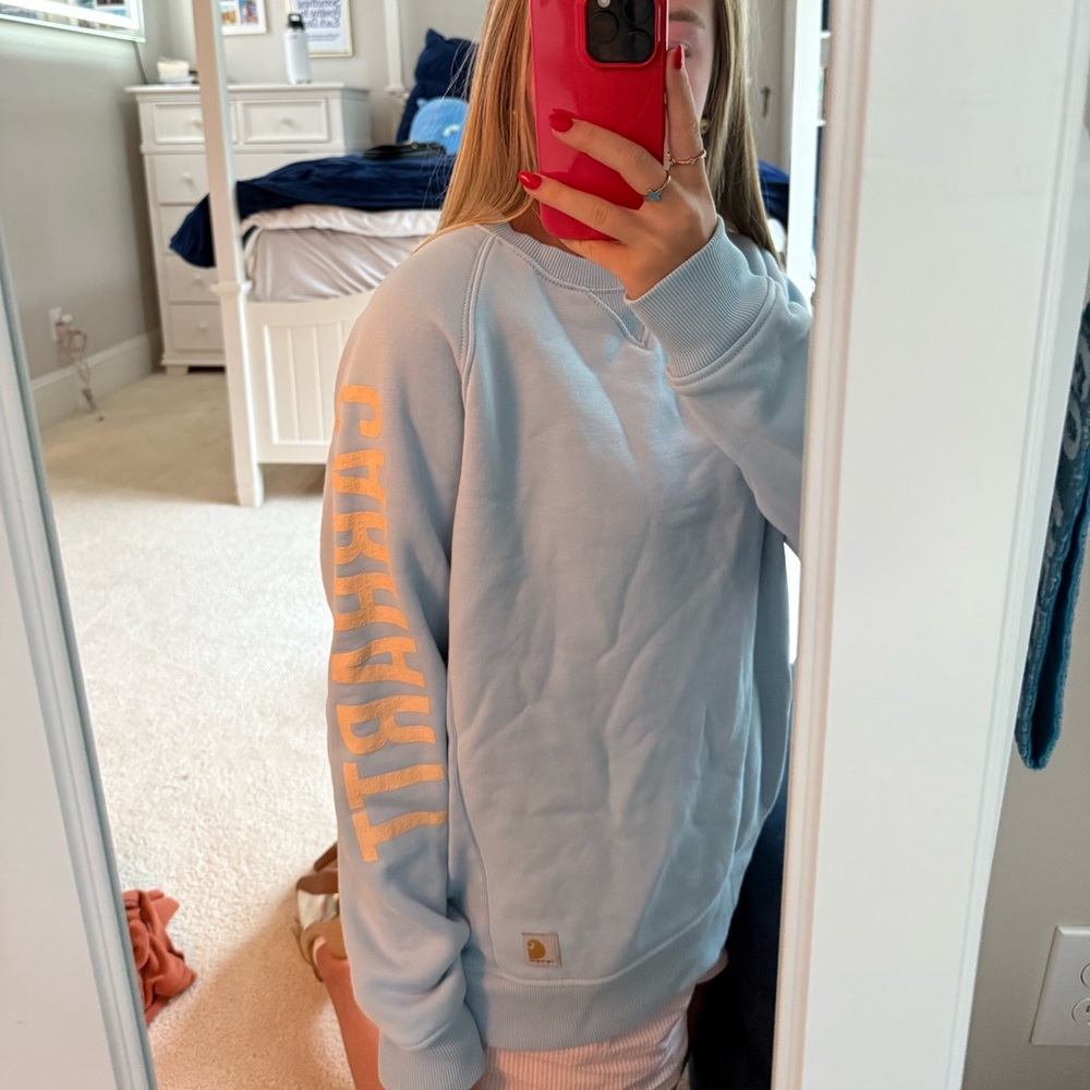 Carhartt Sky Blue Sweatshirt with Gold Logo - Picture 2 of 4